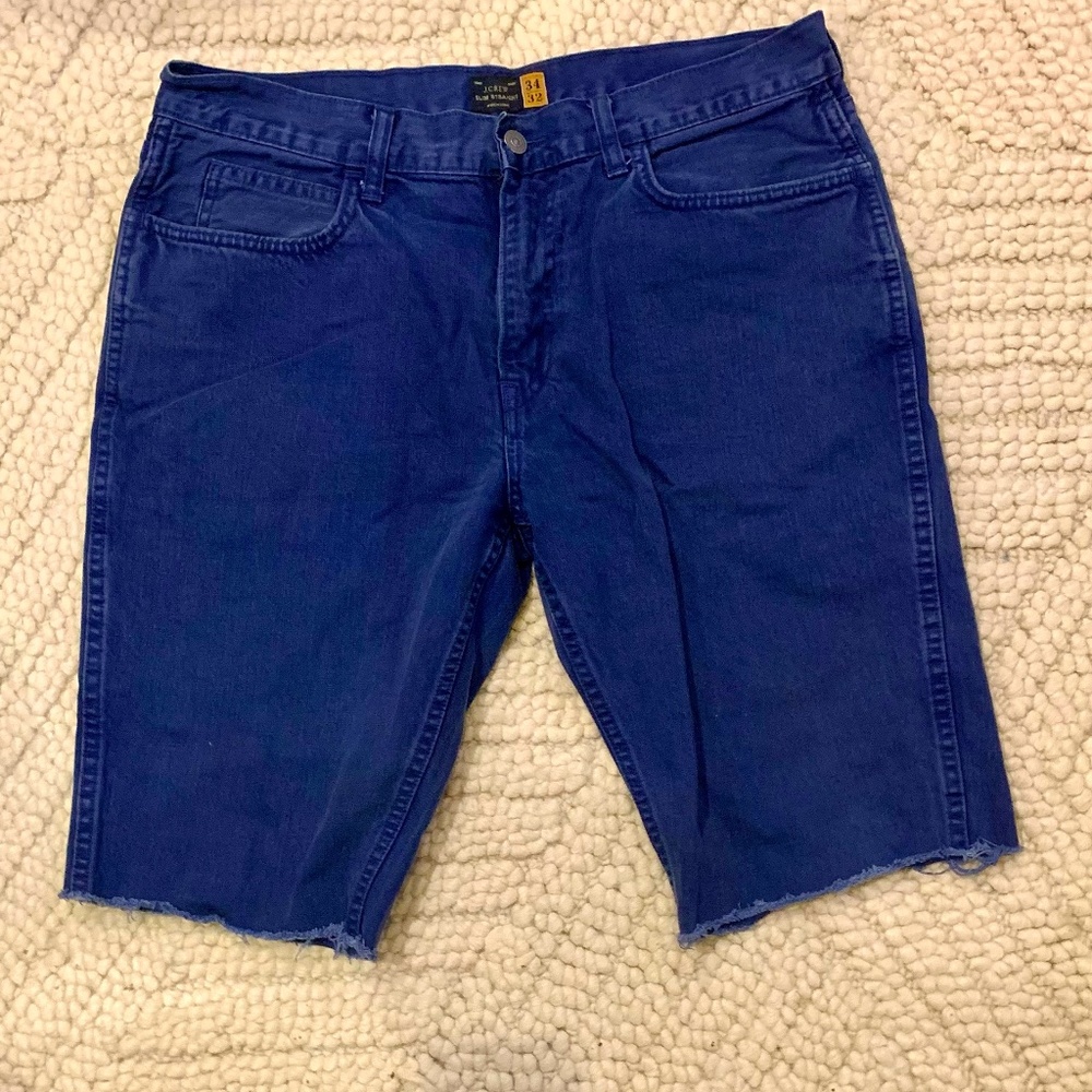 J Crew Men's Slim Straight Fit Jean Shorts Blue